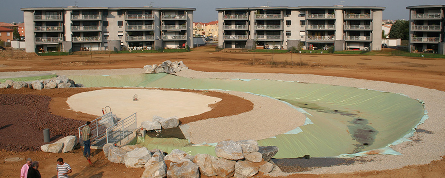 Construction bassin dames du lac avant